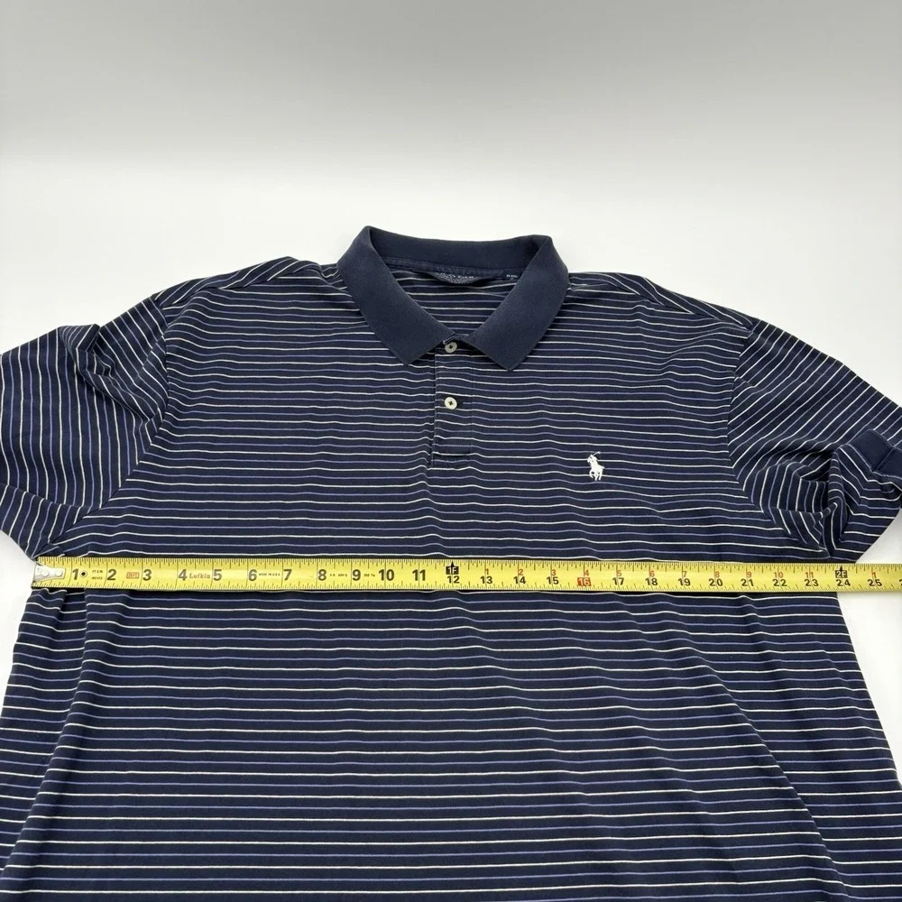 Polo Golf Ralph Lauren Mens XXL Striped Pima Cotton Pro Fit Polo Shirt Blue